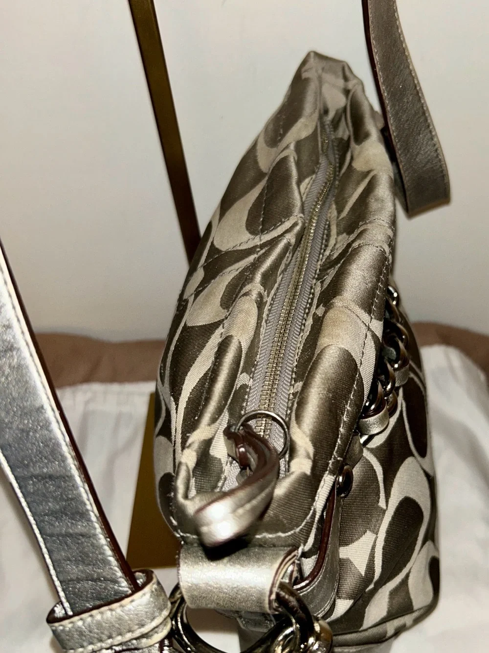 Coach Signature Sateen Chain Duffle Crossbody bag